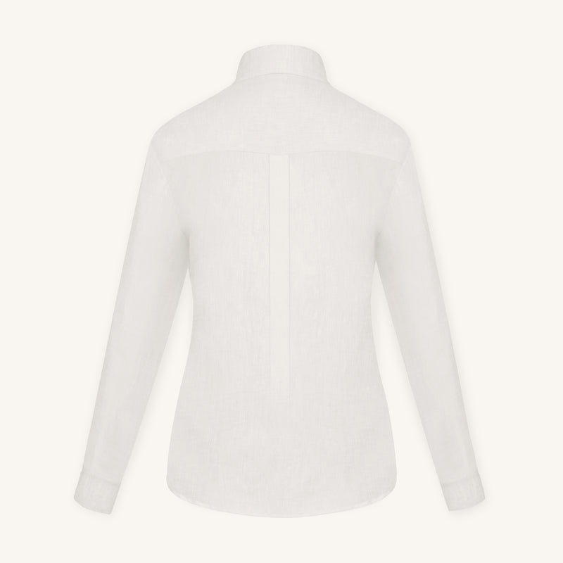 Rizvol Ivory Ash beige women's linen shirt, back view