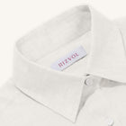 Rizvol Ivory Ash beige women's linen shirt, close-up