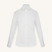 Rizvol Milkstone white women's linen shirt, front view