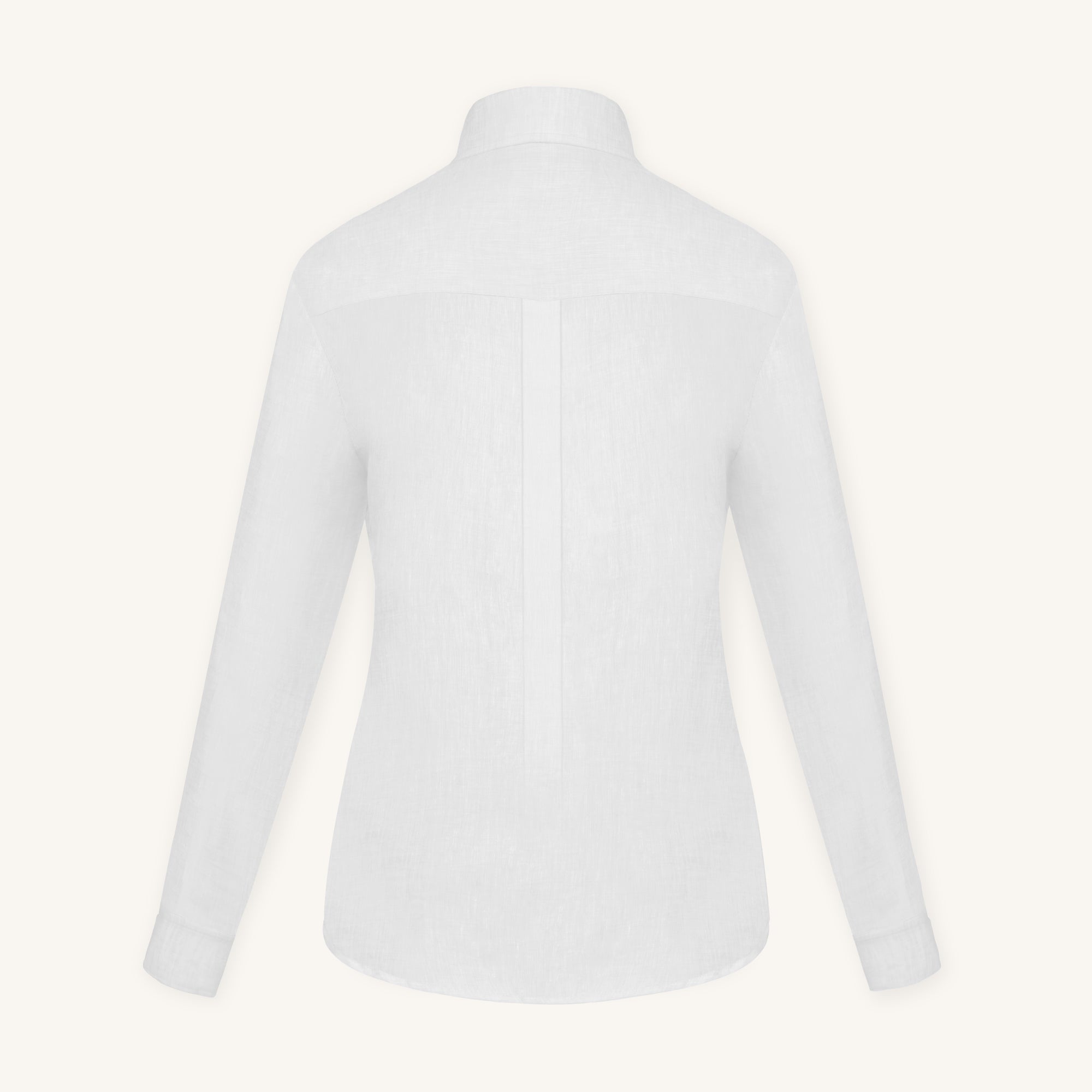 Rizvol Milkstone white women's linen shirt, back view