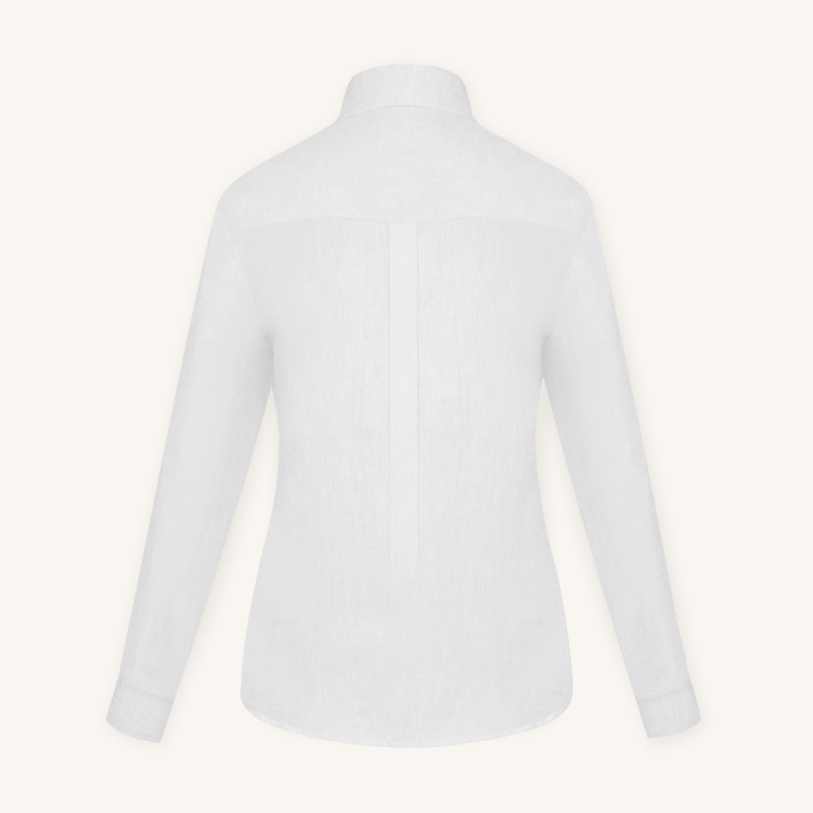 Rizvol Milkstone white women's linen shirt, back view