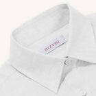 Rizvol Milkstone white women's linen shirt, close-up
