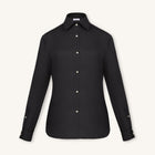 Rizvol Obsidian Black women's linen shirt, front view