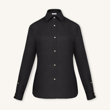 Rizvol Obsidian Black women's linen shirt, front view