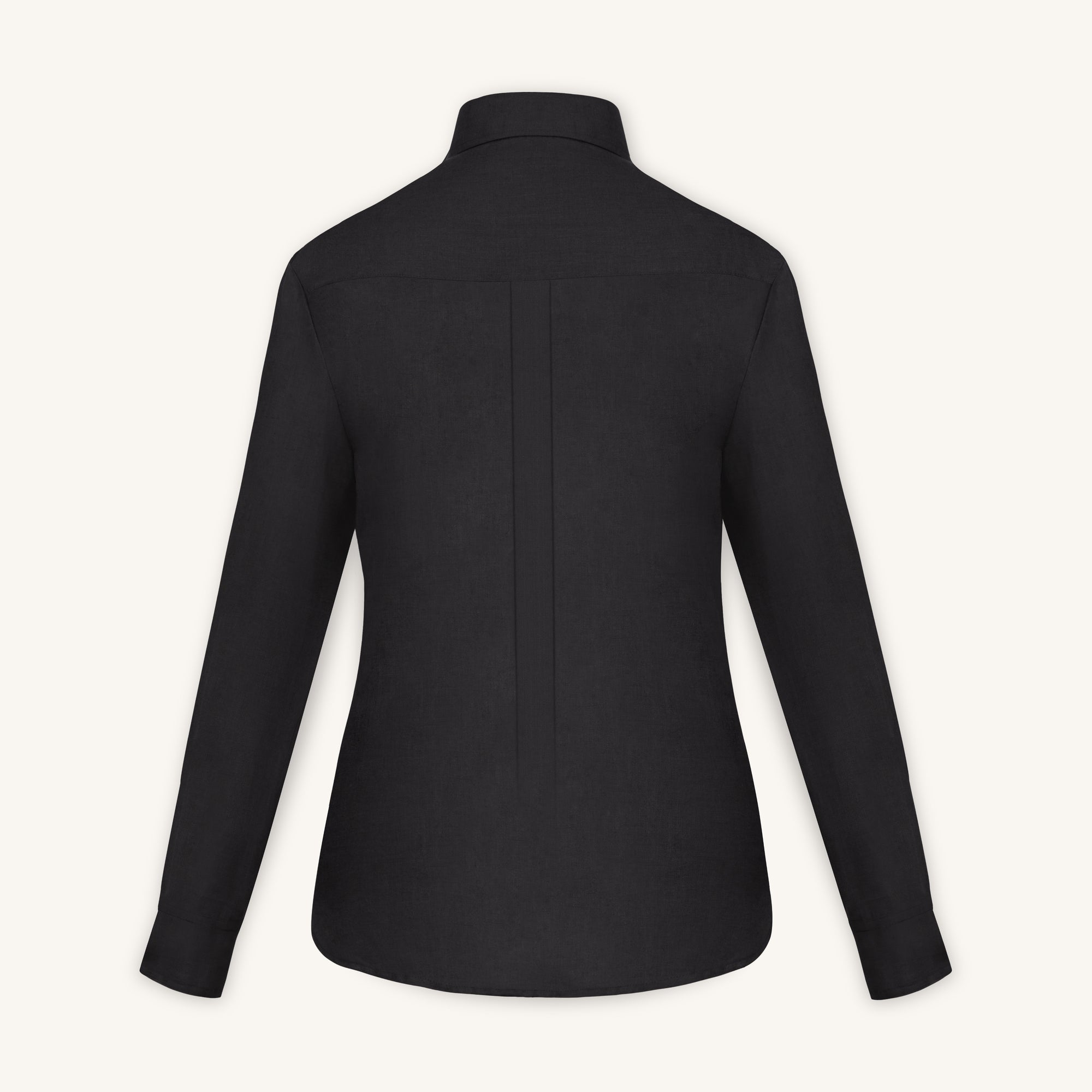 Rizvol Obsidian Black women's linen shirt, back view