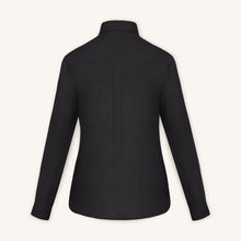 Rizvol Obsidian Black women's linen shirt, back view