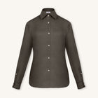 RIZVOL women's olive linen button-up shirt, long sleeve