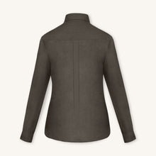 RIZVOL women's olive linen button-up shirt, long sleeve