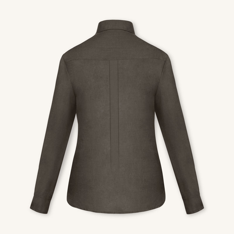 RIZVOL women's olive linen button-up shirt, long sleeve