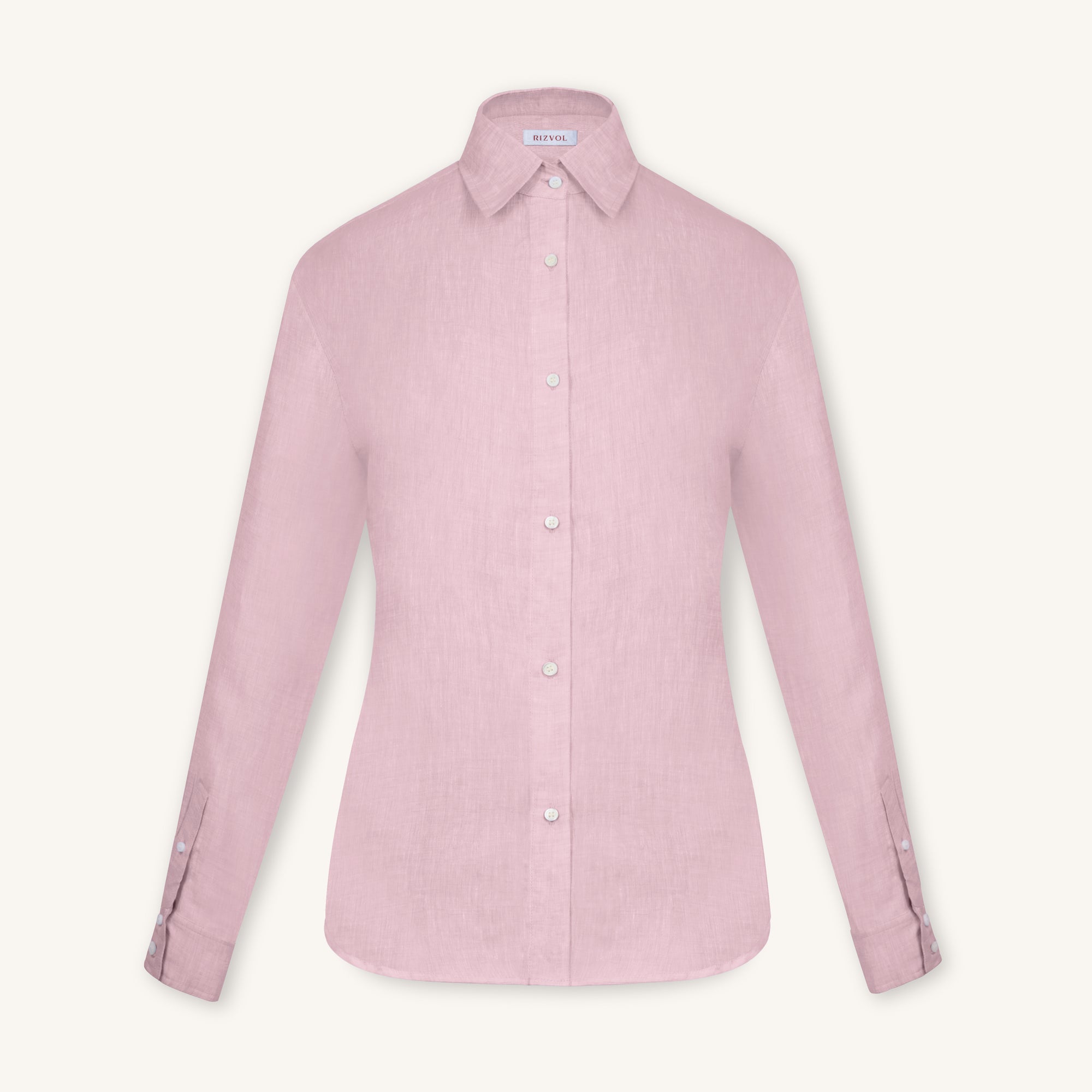 Rizvol Pink Dust women's linen shirt, front view