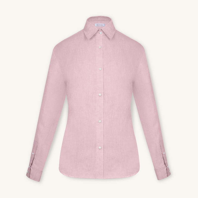 Rizvol Pink Dust women's linen shirt, front view