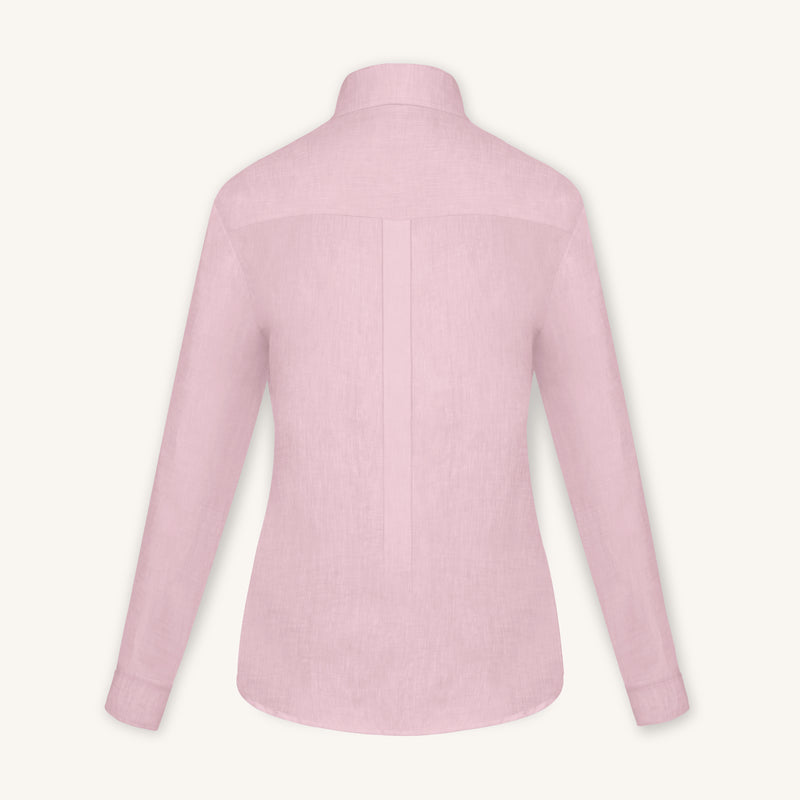 Rizvol Pink Dust women's linen shirt, back view