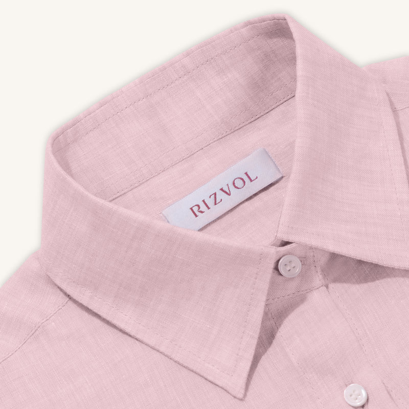 Rizvol Pink Dust women's linen shirt, close-up