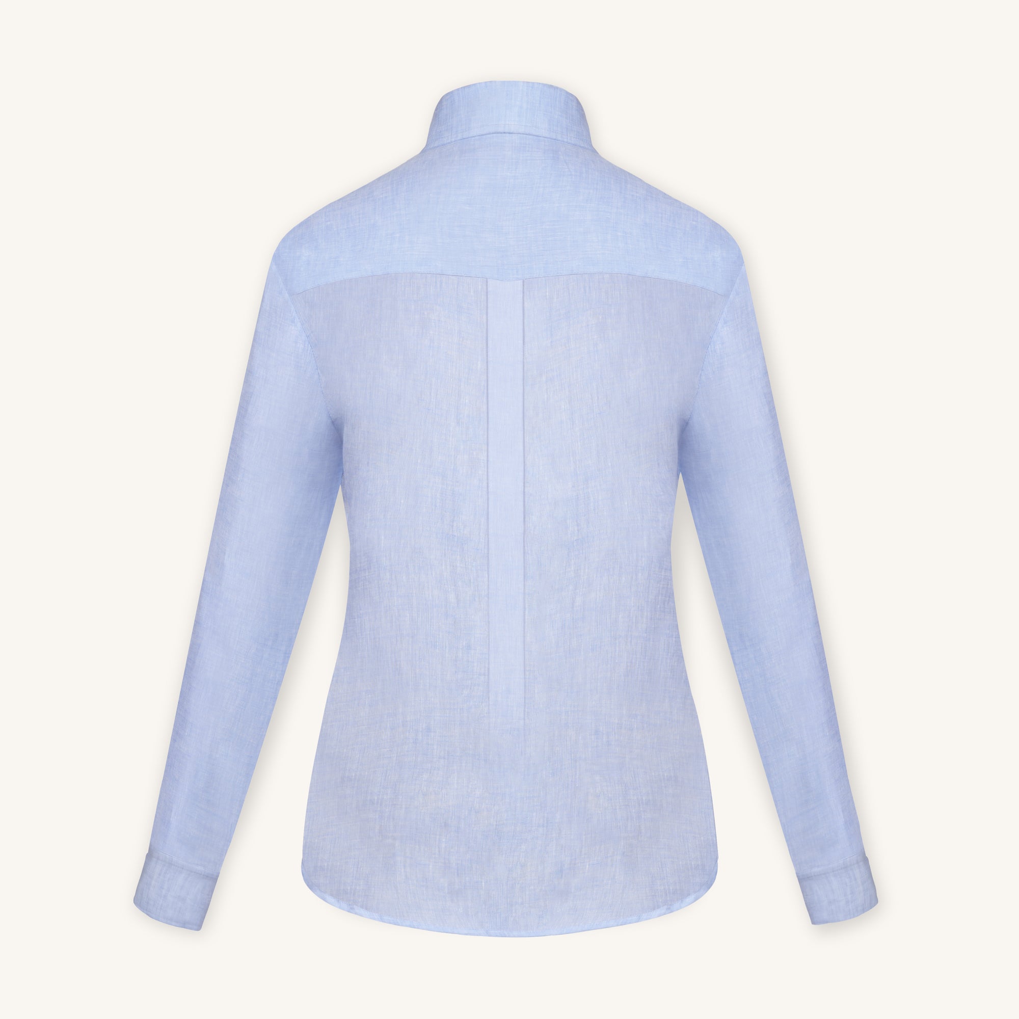 Rizvol Viola Fog Light blue women's linen shirt, back view