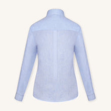 Rizvol Viola Fog Light blue women's linen shirt, back view