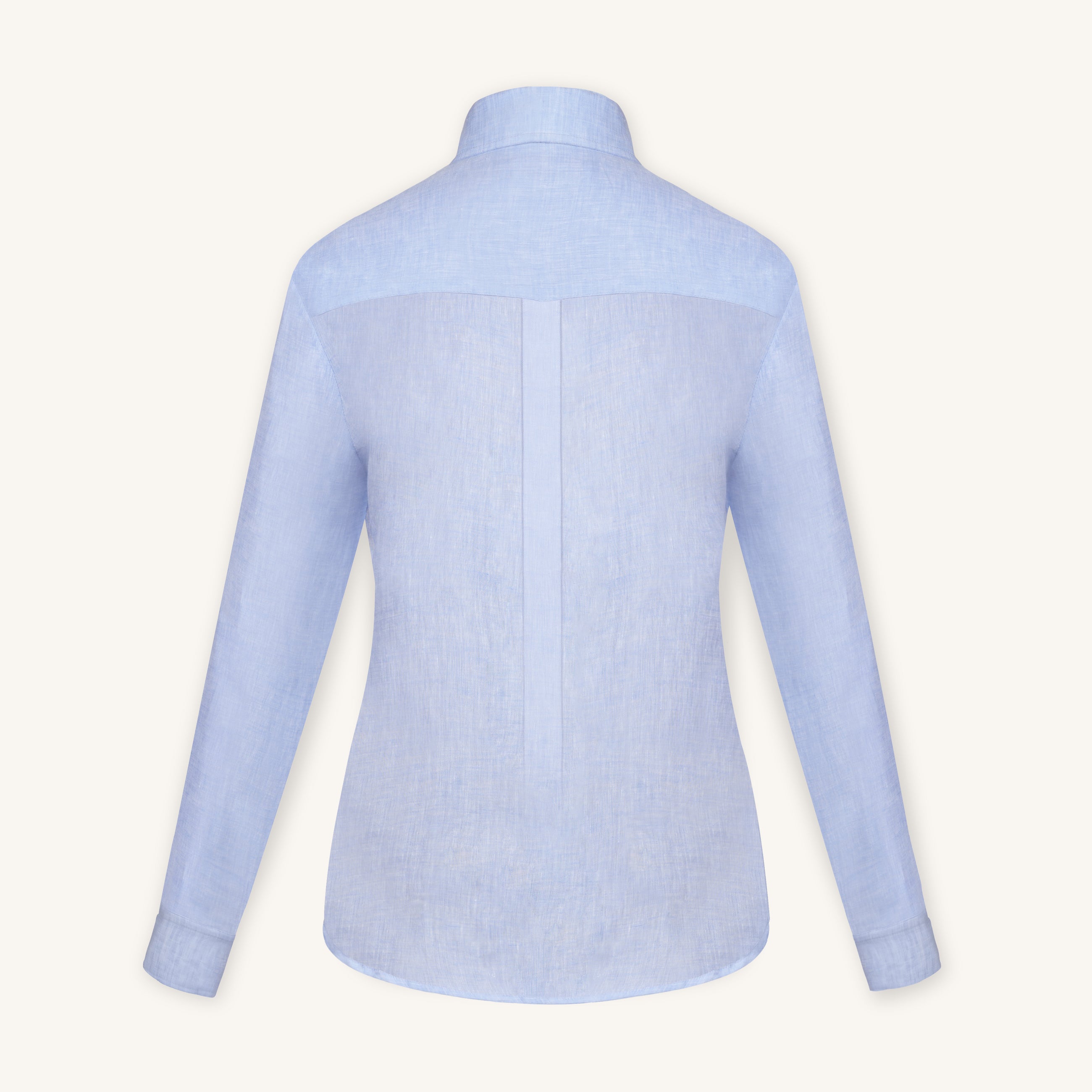 Rizvol Viola Fog Light blue women's linen shirt, back view